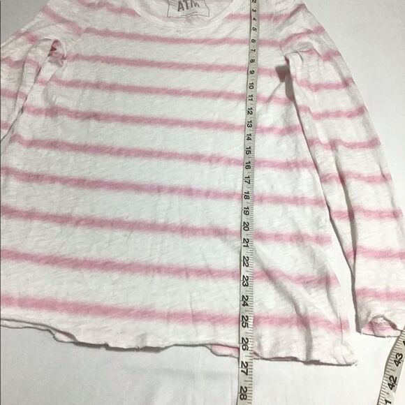 ATM Tye-Dye Pink & White Stripe Distressed T-Shirt - Picture 8 of 11